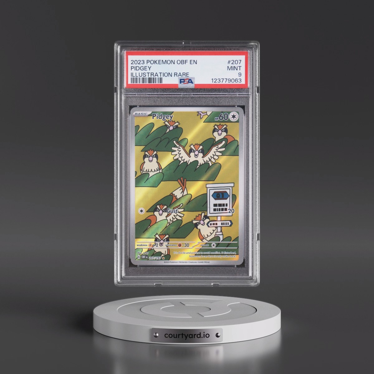2023 Pokémon Obf EN-Obsidian Flames #207 Pidgey - Illustration Rare (PSA 9 MINT)