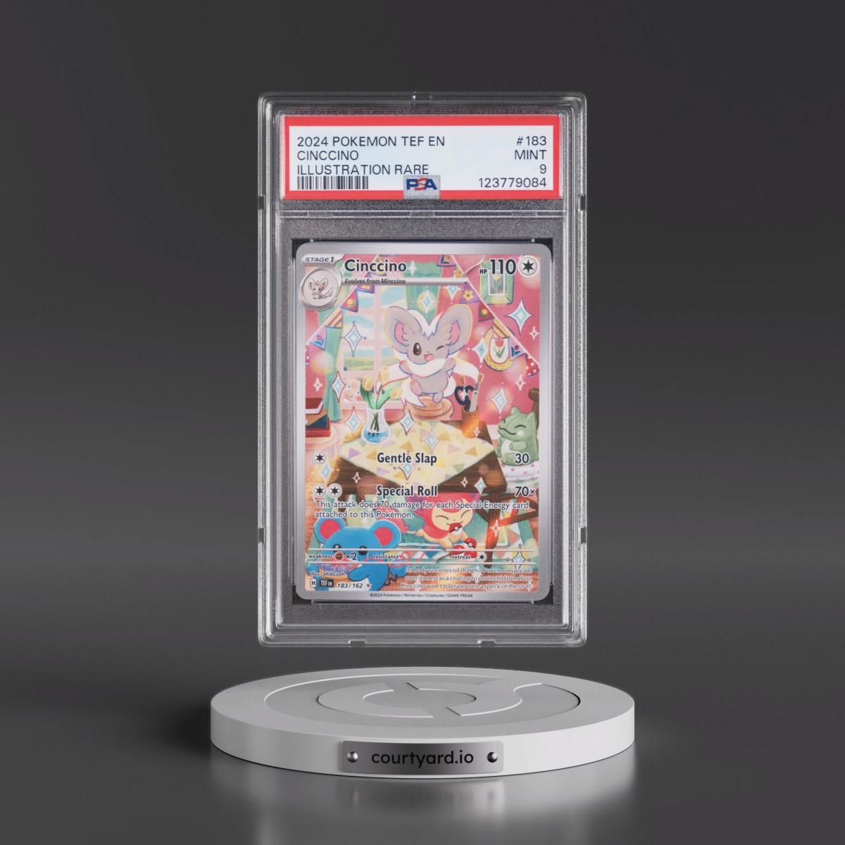 2024 Pokémon Tef EN-Temporal Forces #183 Cinccino - Illustration Rare (PSA 9 MINT)