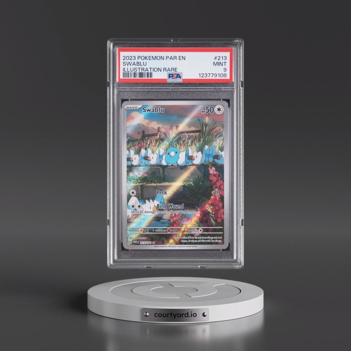 2023 Pokémon Par EN-Paradox Rift #213 Swablu - Illustration Rare (PSA 9 MINT)