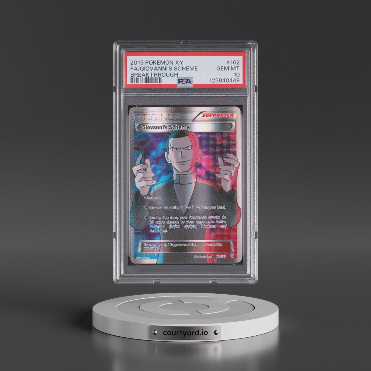 2015 Pokémon XY Breakthrough #162 Giovanni's Scheme - Full Art (PSA 10 GEM MINT)