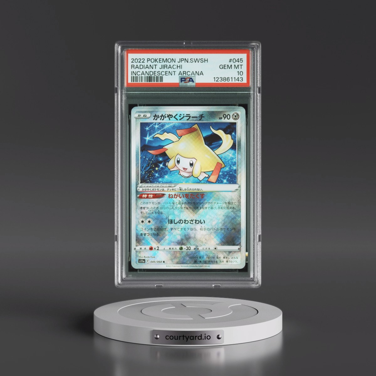 2022 Pokémon Sword & Shield Incandescent Arcana #045 Radiant Jirachi - Holo (PSA 10 GEM MINT)
