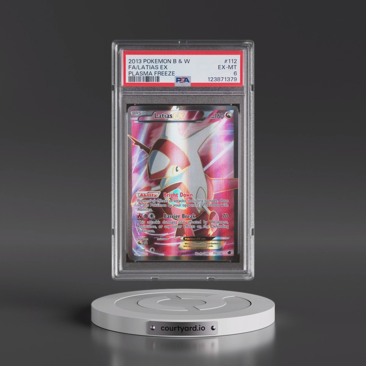 2013 Pokémon Black & White Plasma Freeze #112 Latias EX - Holo Full Art (PSA 6 EX-MT)