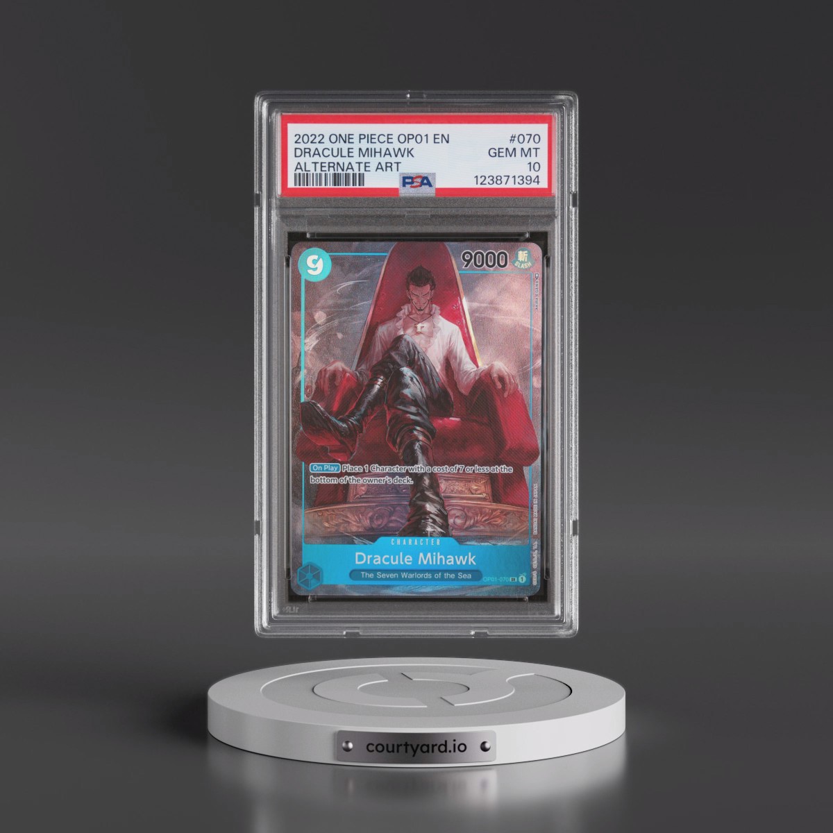 2022 One Piece OP01-Romance Dawn #070 Dracule Mihawk - Alternate Art (PSA 10 GEM MINT)
