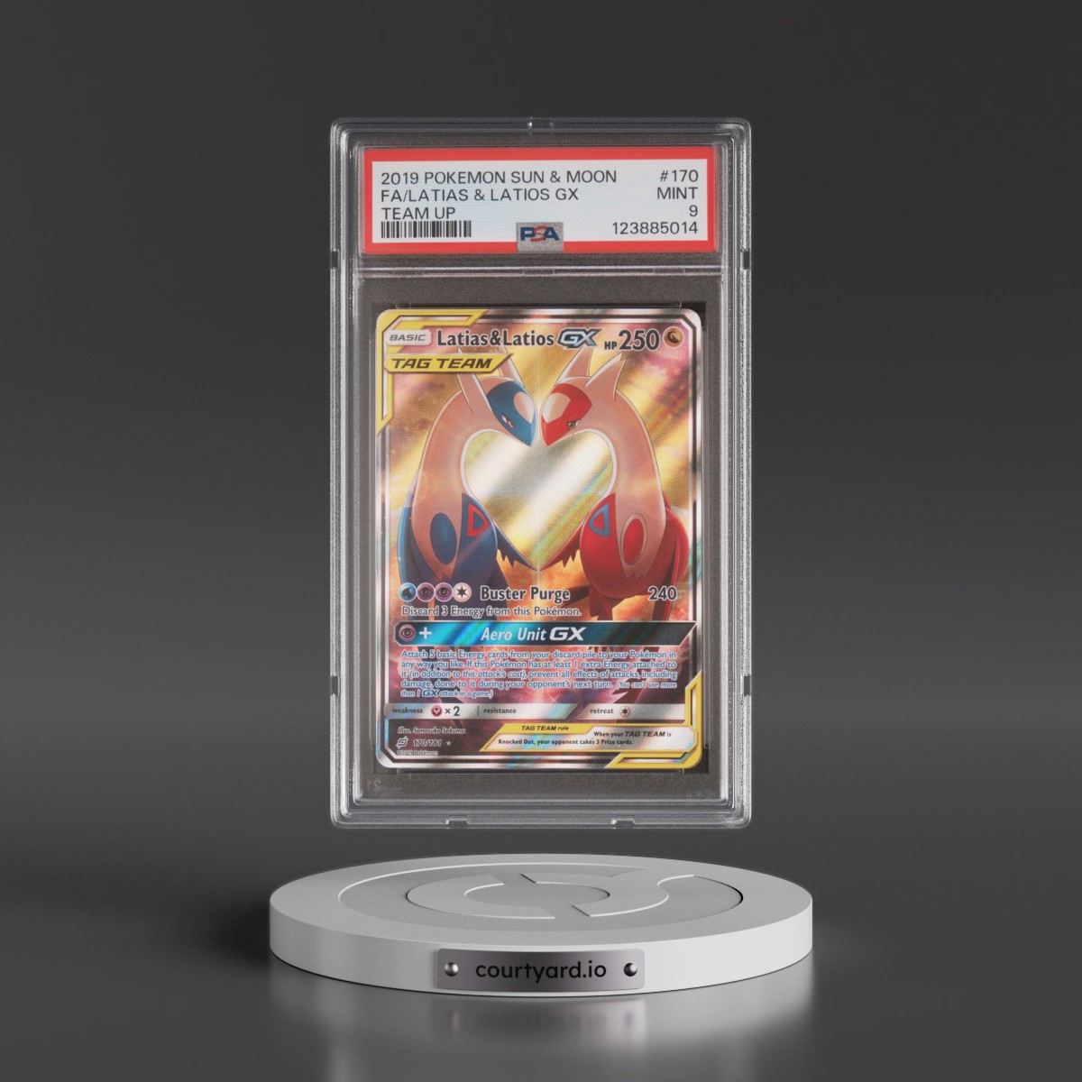 2019 Pokémon Sun & Moon Team Up #170 Latias & Latios GX - Holo Full Art (PSA 9 MINT)