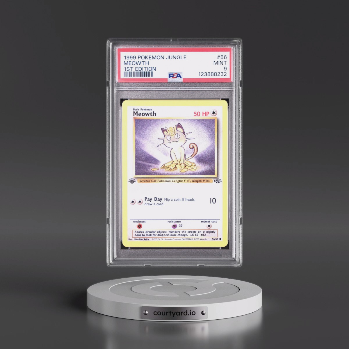 1999 Pokémon Jungle #56 Meowth - 1st Edition (PSA 9 MINT)