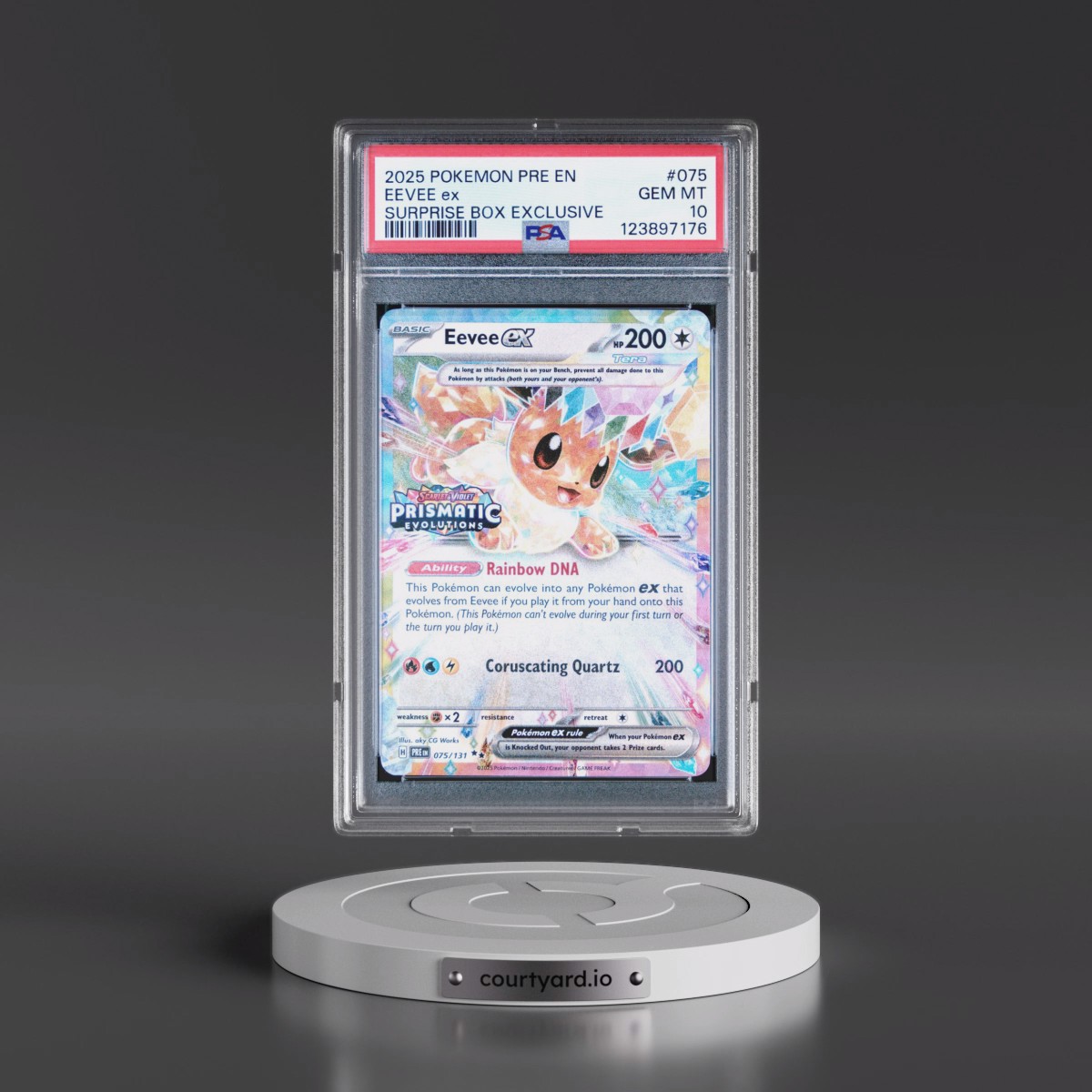 2025 Pokémon Pre EN-Prismatic Evolutions #075 Eevee EX - Holo Surprise Box Exclusive (PSA 10 GEM MINT)