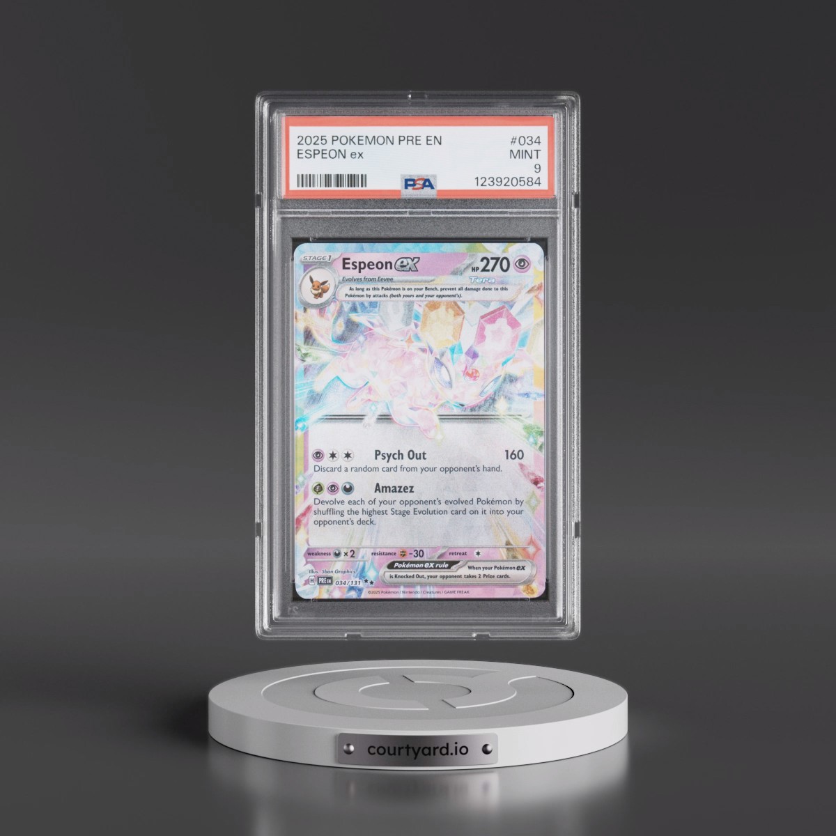2025 Pokémon Pre EN-Prismatic Evolutions #034 Espeon EX - Holo (PSA 9 MINT)