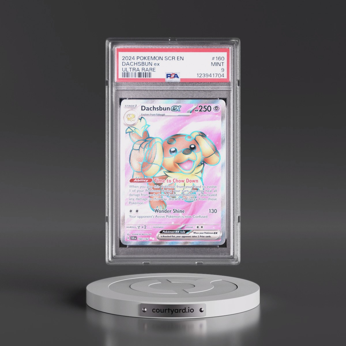2024 Pokémon Scr EN-Stellar Crown #160 Dachsbun EX - Holo Ultra Rare (PSA 9 MINT)