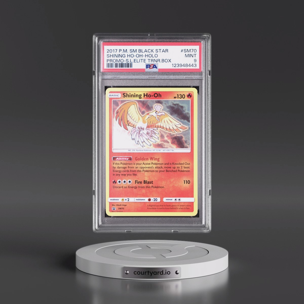 2017 Pokémon SM Black Star Promo #SM70 Shining HO-Oh - Holo Holo Shining Legends Elite Trainer Box (PSA 9 MINT)