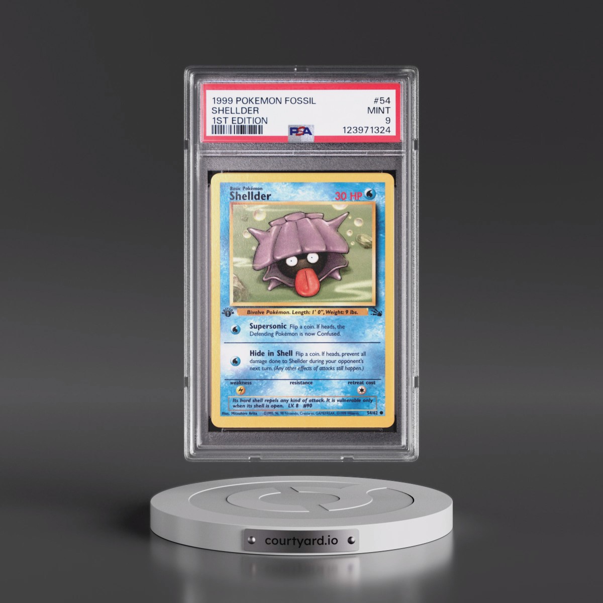 1999 Pokémon Fossil #54 Shellder - 1st Edition (PSA 9 MINT)