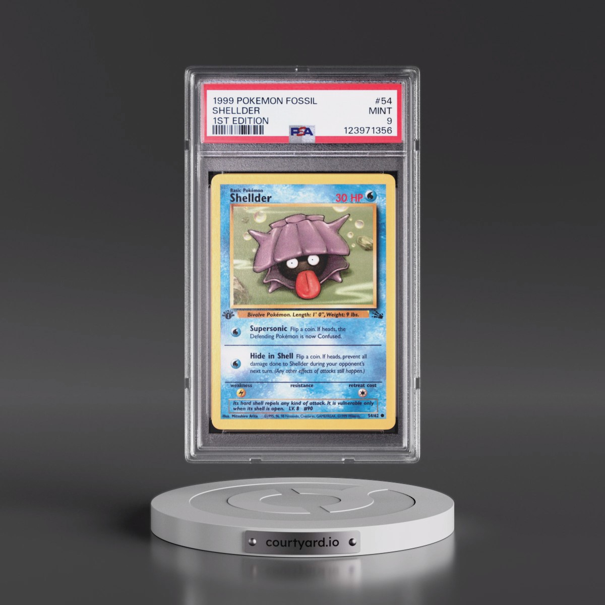 1999 Pokémon Fossil #54 Shellder - 1st Edition (PSA 9 MINT)