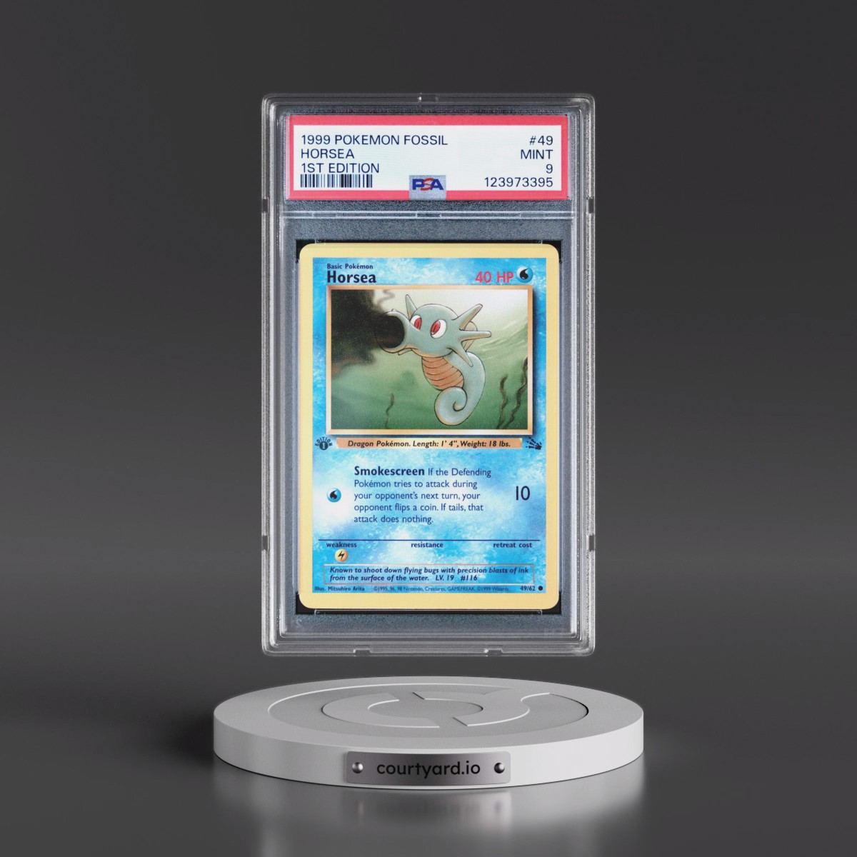 1999 Pokémon Fossil #49 Horsea - 1st Edition (PSA 9 MINT)