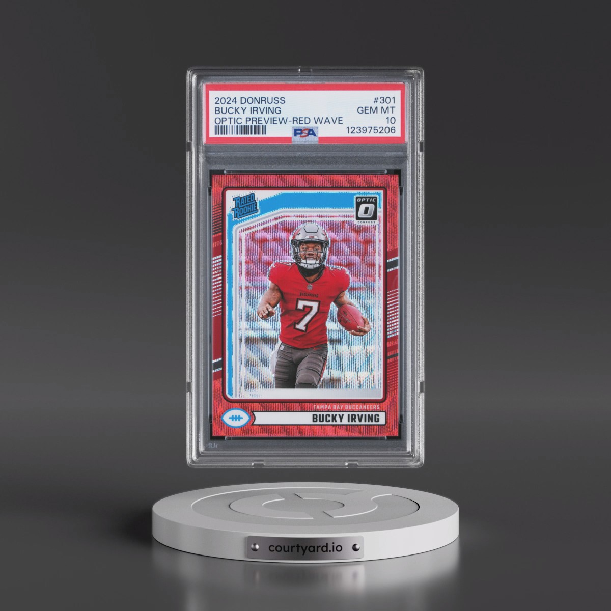 2024 Panini Donruss #301 Bucky Irving - Optic Preview-Red Wave (PSA 10 GEM MINT)
