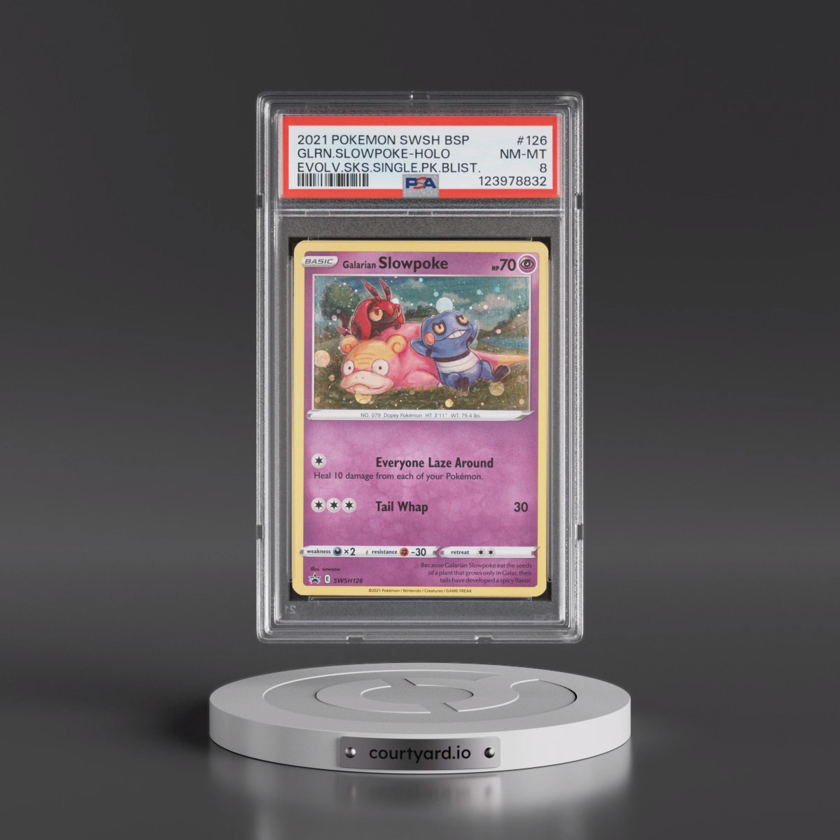 2021 Pokémon Swsh Black Star Promo #126 Galarian Slowpoke - Holo Evolving Skies Single Pack Blisters (PSA 8 NM-MT)
