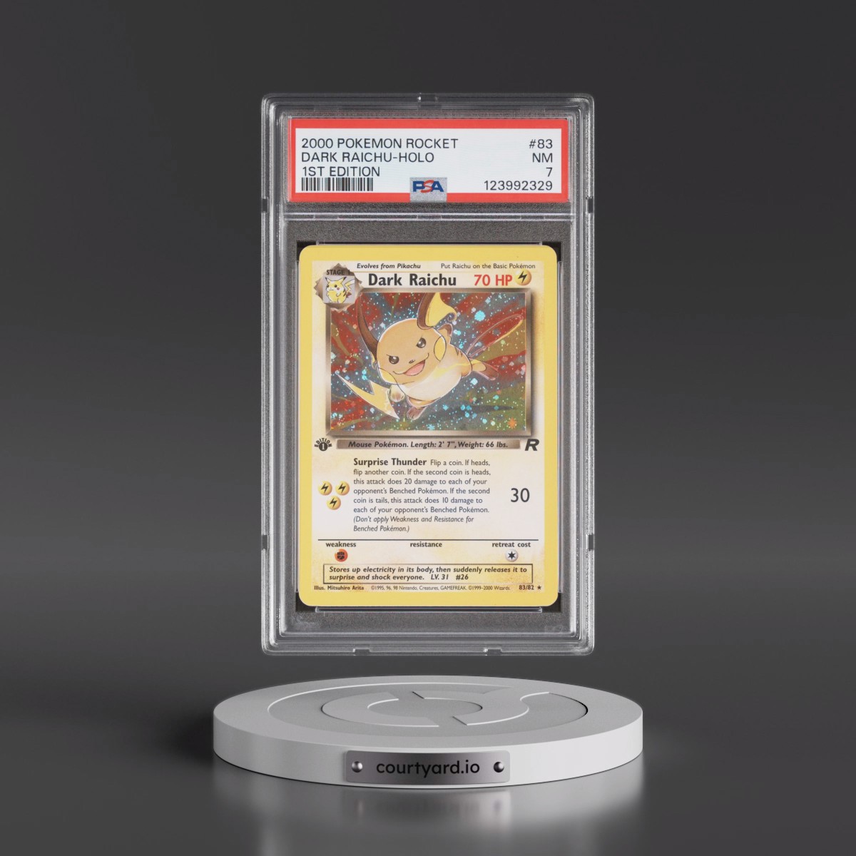 2000 Pokémon Rocket #83 Dark Raichu - 1st Edition Holo (PSA 7 NM)