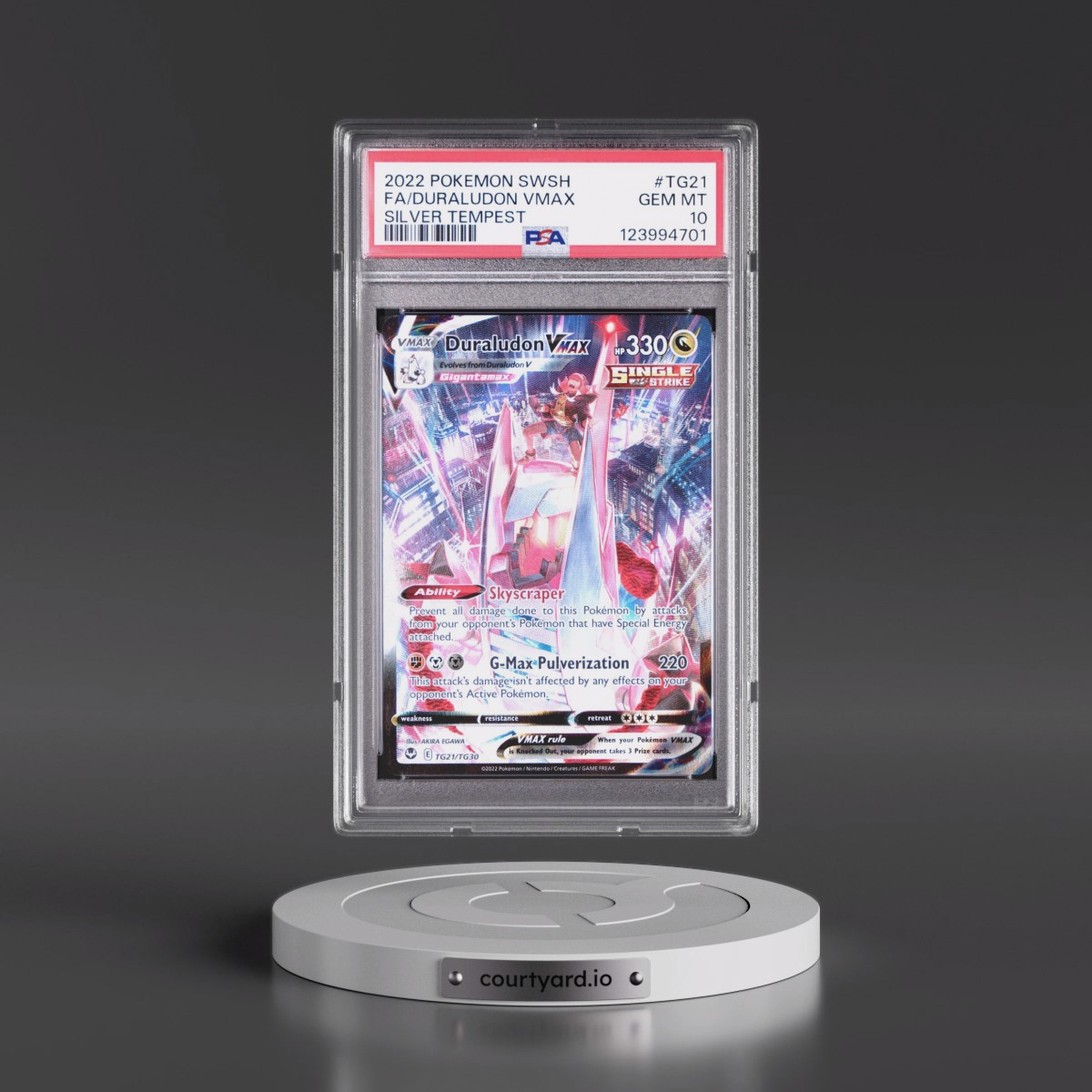 2022 Pokémon Sword & Shield Silver Tempest #TG21 Duraludon Vmax - Full Art (PSA 10 GEM MINT)