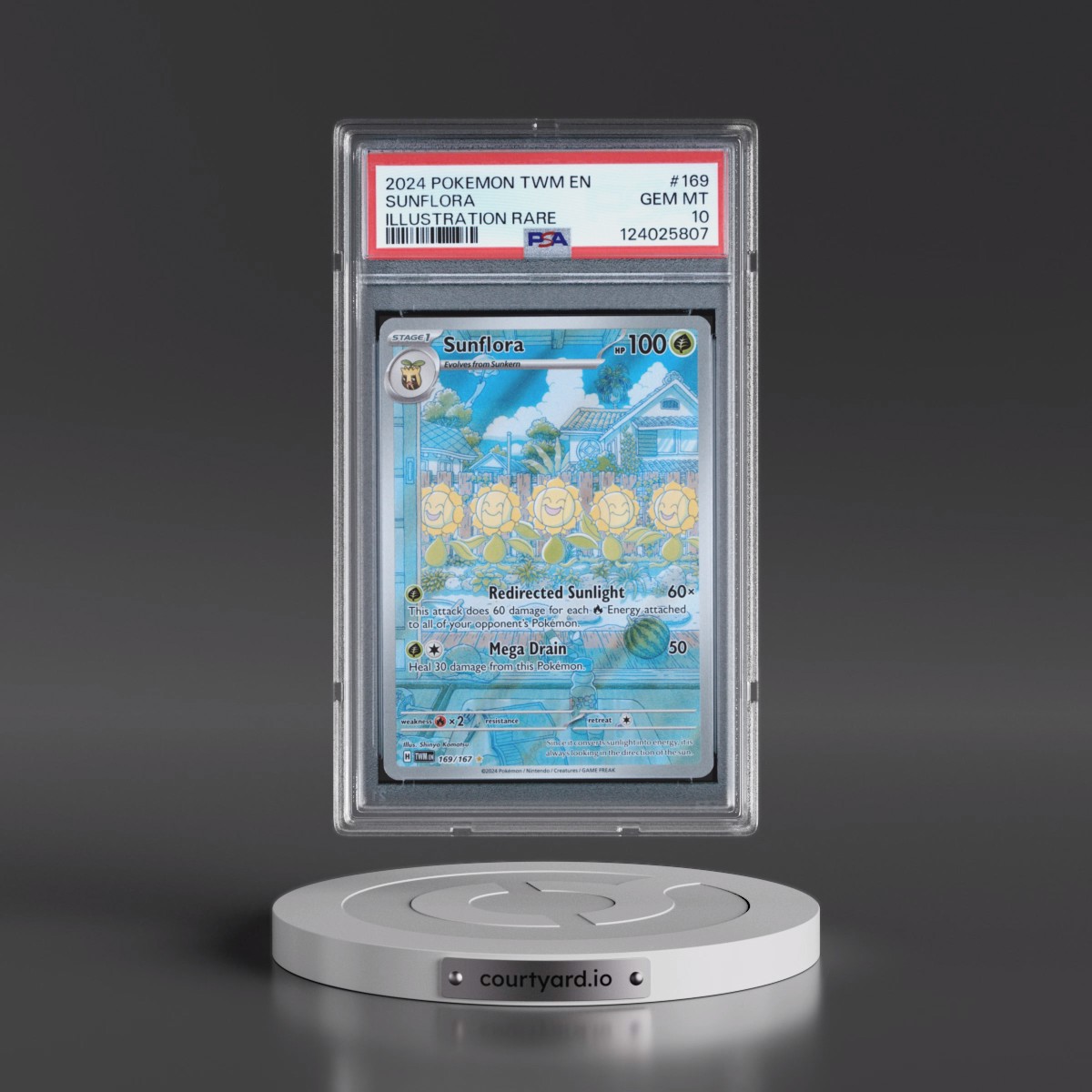2024 Pokémon Twm EN-Twilight Masquerade #169 Sunflora - Illustration Rare (PSA 10 GEM MINT)