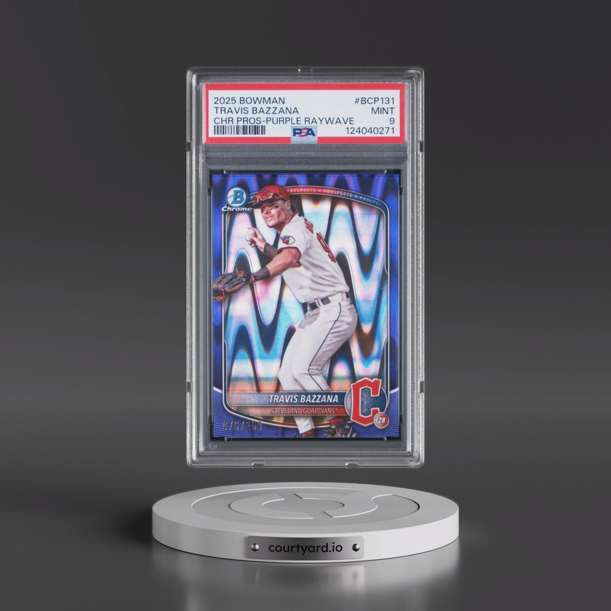 2025 Bowman Chrome Prospects #BCP131 Travis Bazzana - Purple Raywave (PSA 9 MINT)