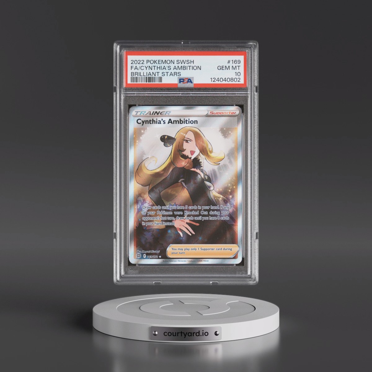 2022 Pokémon Sword & Shield Brilliant Stars #169 Cynthia's Ambition - Full Art (PSA 10 GEM MINT)