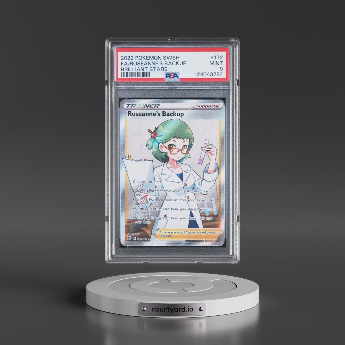 2022 Pokémon Sword & Shield Brilliant Stars #172 Roseanne's Backup - Full Art (PSA 9 MINT)