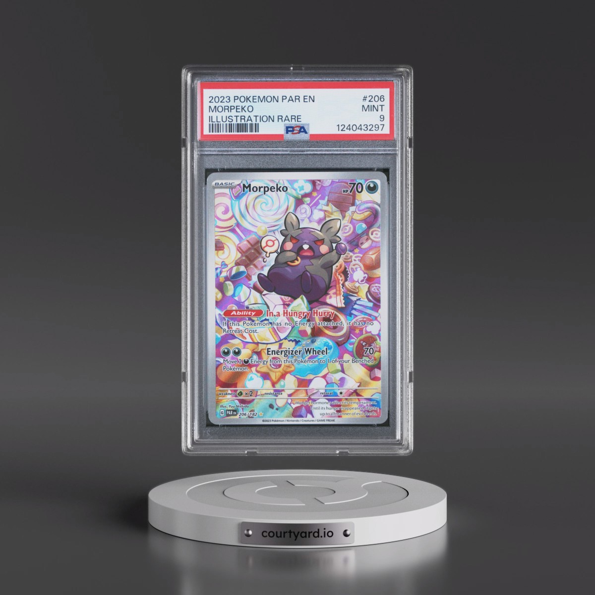 2023 Pokémon Par EN-Paradox Rift #206 Morpeko - Illustration Rare (PSA 9 MINT)