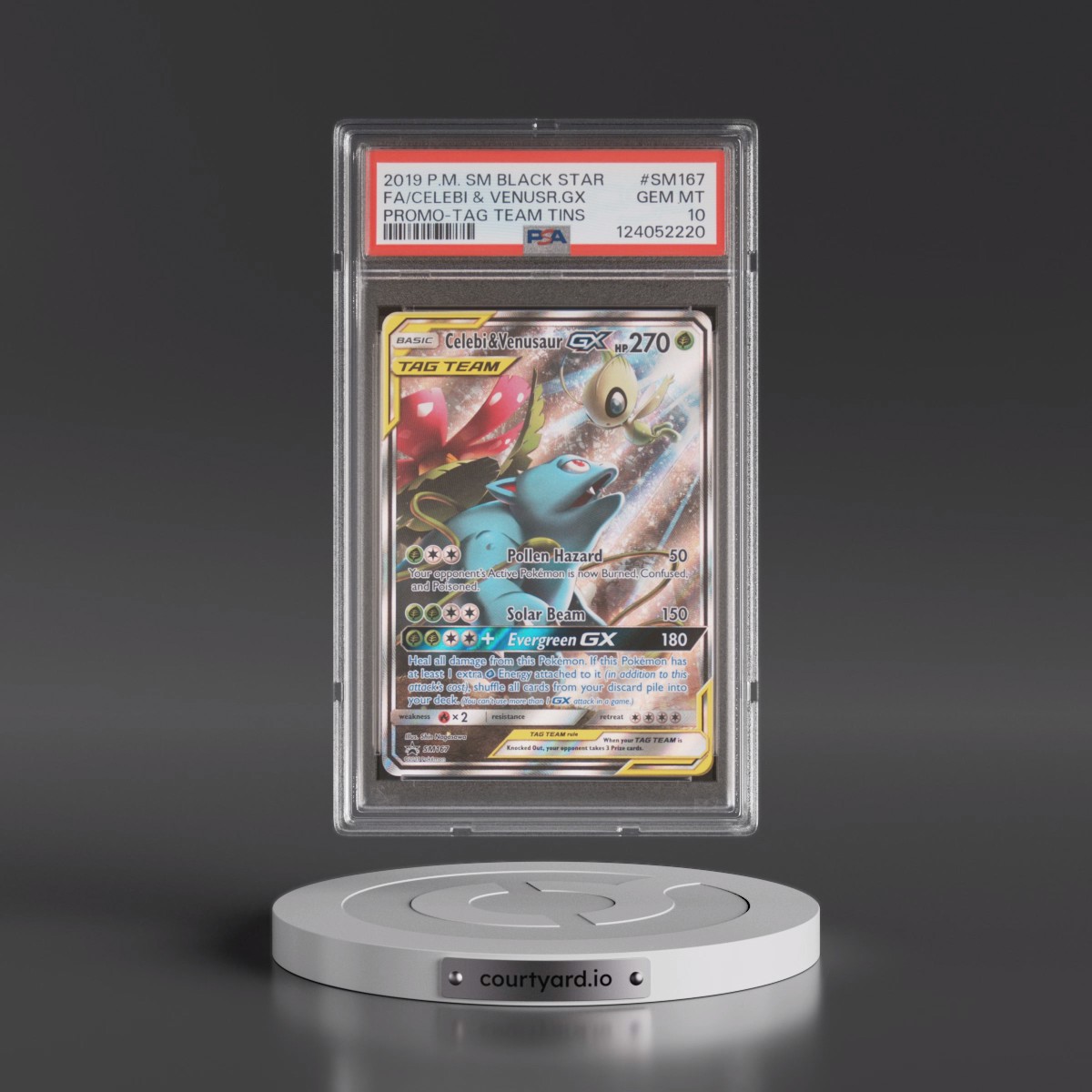 2019 Pokémon SM Black Star Promo #SM167 Celebi & Venusaur GX - Holo Full Art Tag Team Tins (PSA 10 GEM MINT)