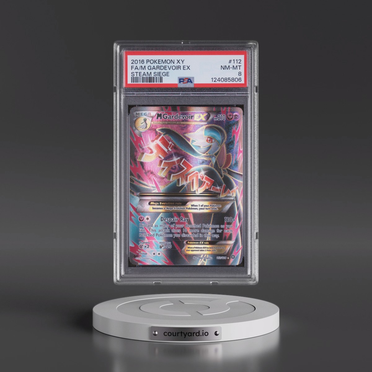 2016 Pokémon XY Steam Siege #112 M Gardevoir EX - Holo Full Art (PSA 8 NM-MT)