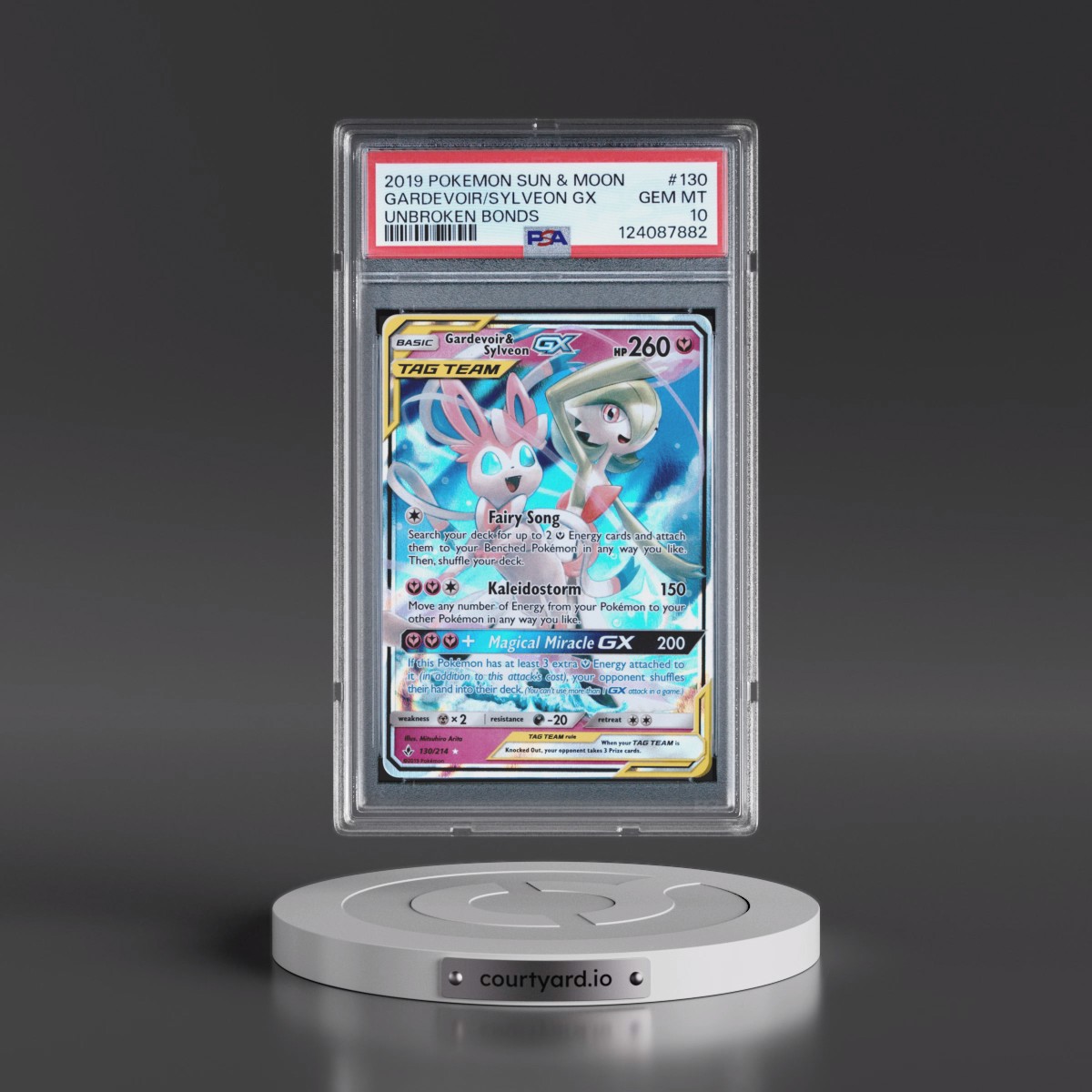 2019 Pokémon Sun & Moon Unbroken Bonds #130 Gardevoir & Sylveon GX - Holo (PSA 10 GEM MINT)