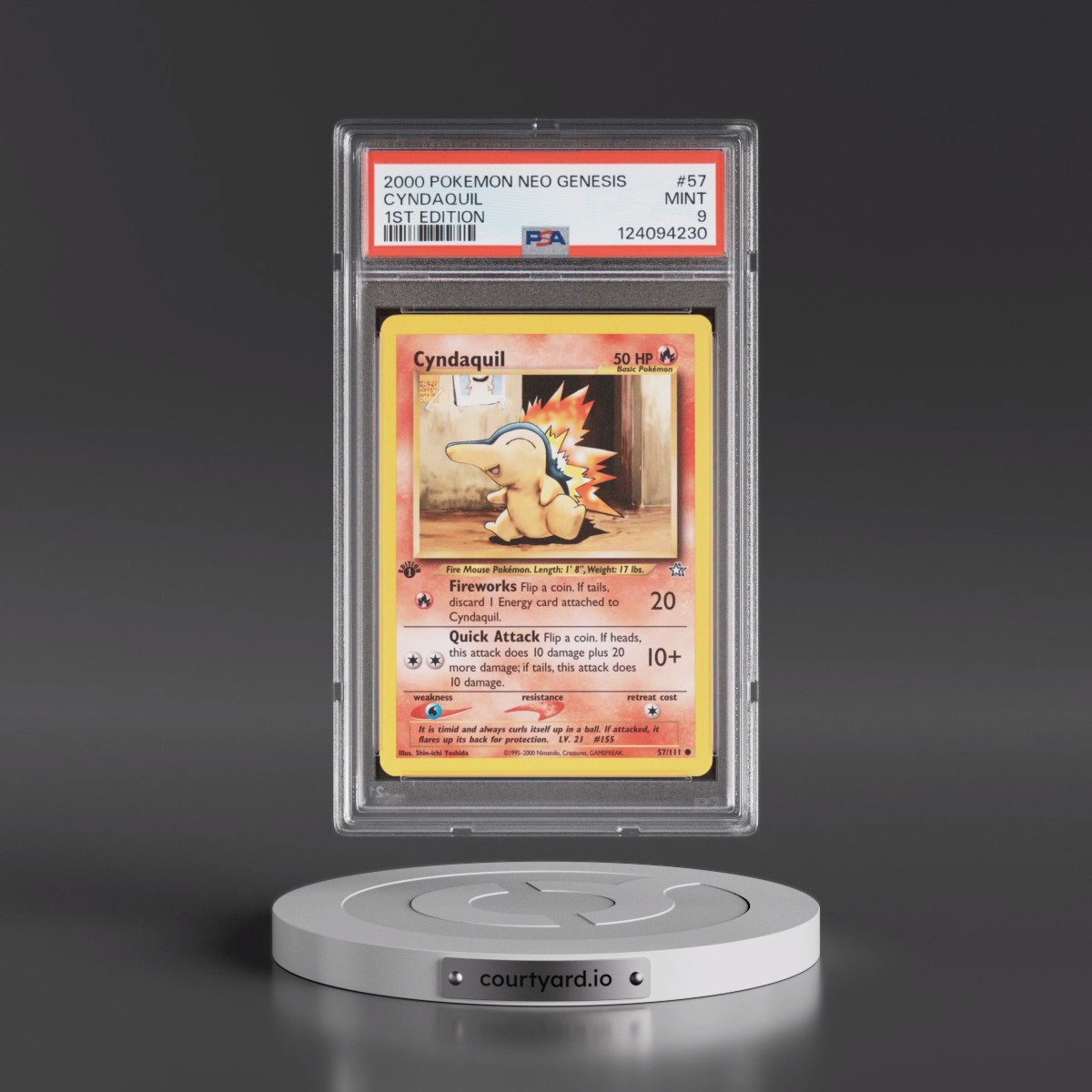 2000 Pokémon Neo Genesis #57 Cyndaquil - 1st Edition (PSA 9 MINT)