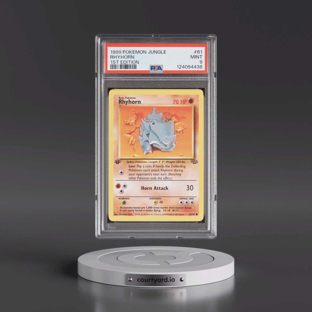 1999 Pokémon Jungle #61 Rhyhorn - 1st Edition (PSA 9 MINT)