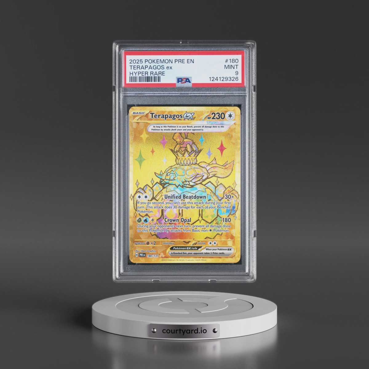 2025 Pokémon Pre EN-Prismatic Evolutions #180 Terapagos EX - Holo Hyper Rare (PSA 9 MINT)