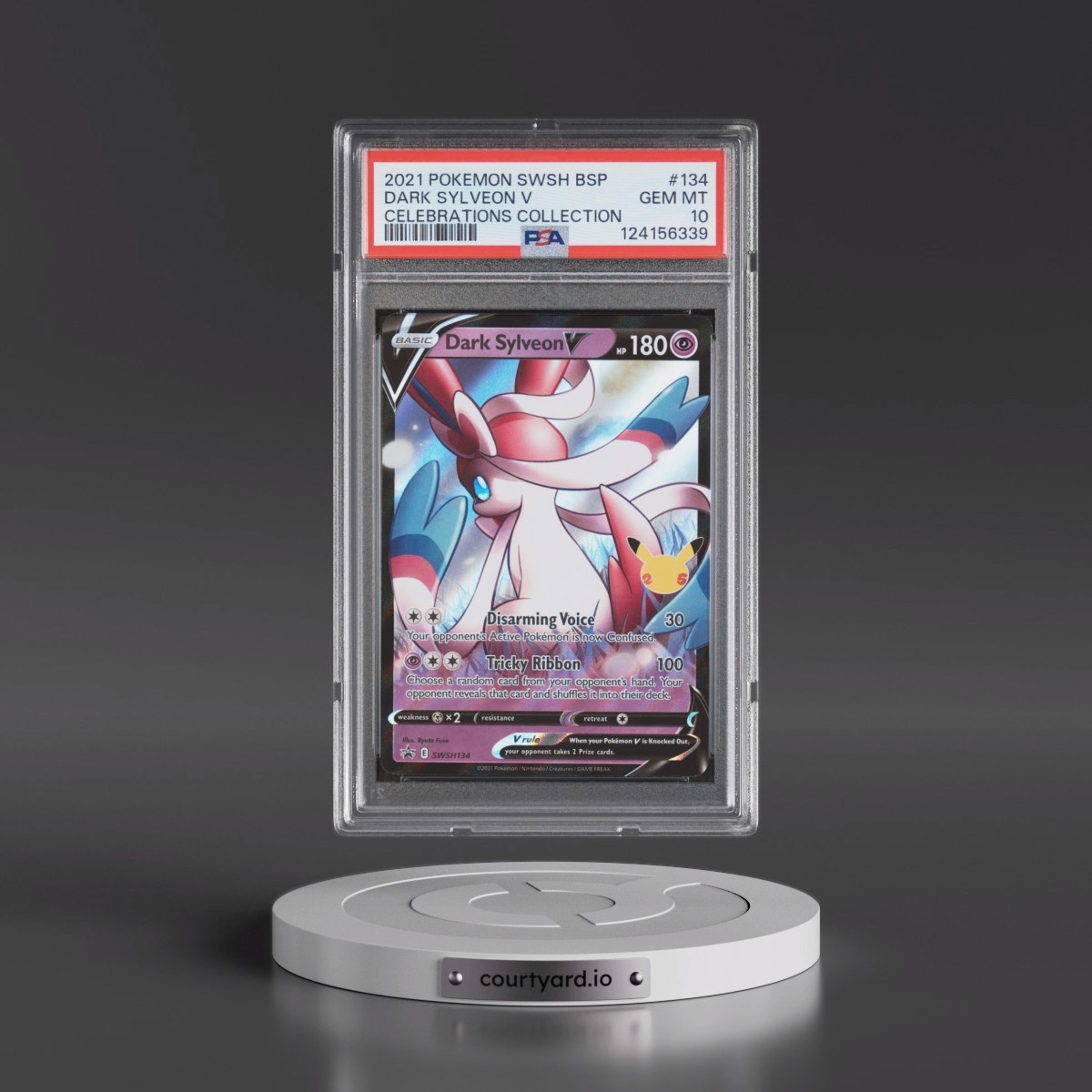 2021 Pokémon Swsh Black Star Promo #134 Dark Sylveon V - Holo Celebrations Collection (PSA 10 GEM MINT)
