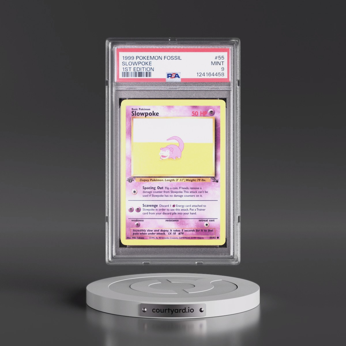 1999 Pokémon Fossil #55 Slowpoke - 1st Edition (PSA 9 MINT)