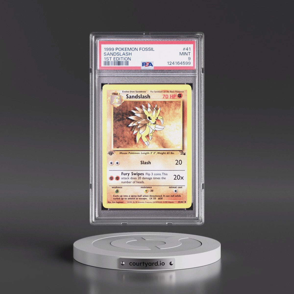 1999 Pokémon Fossil #41 Sandslash - 1st Edition (PSA 9 MINT)