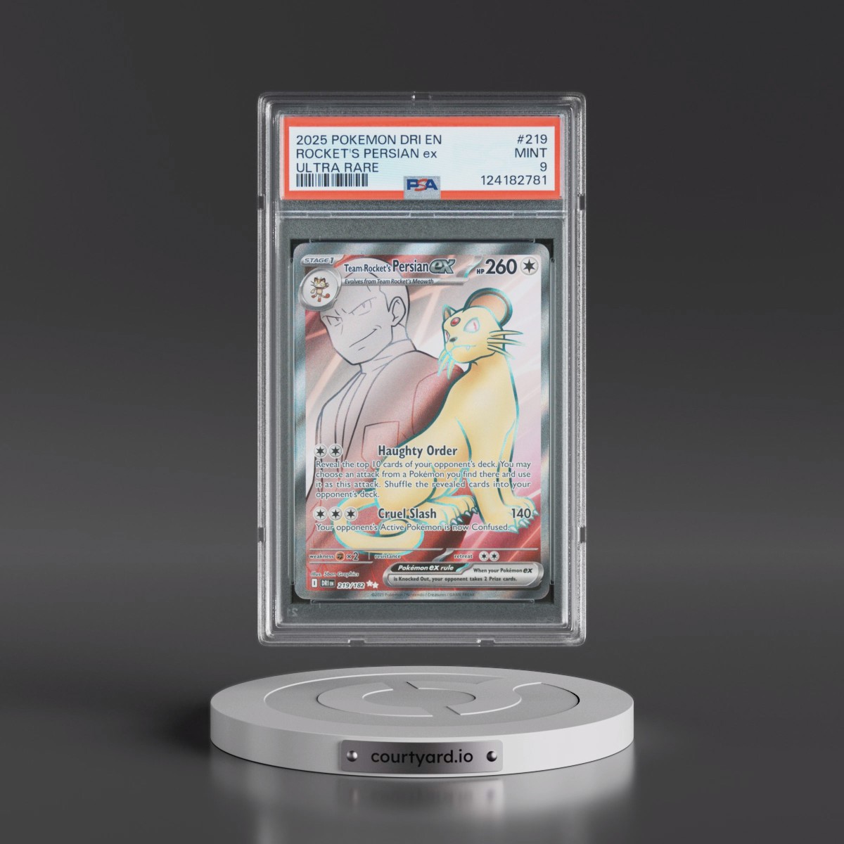 2025 Pokémon Dri EN-Destined Rivals #219 Team Rocket's Persian EX - Holo Ultra Rare (PSA 9 MINT)
