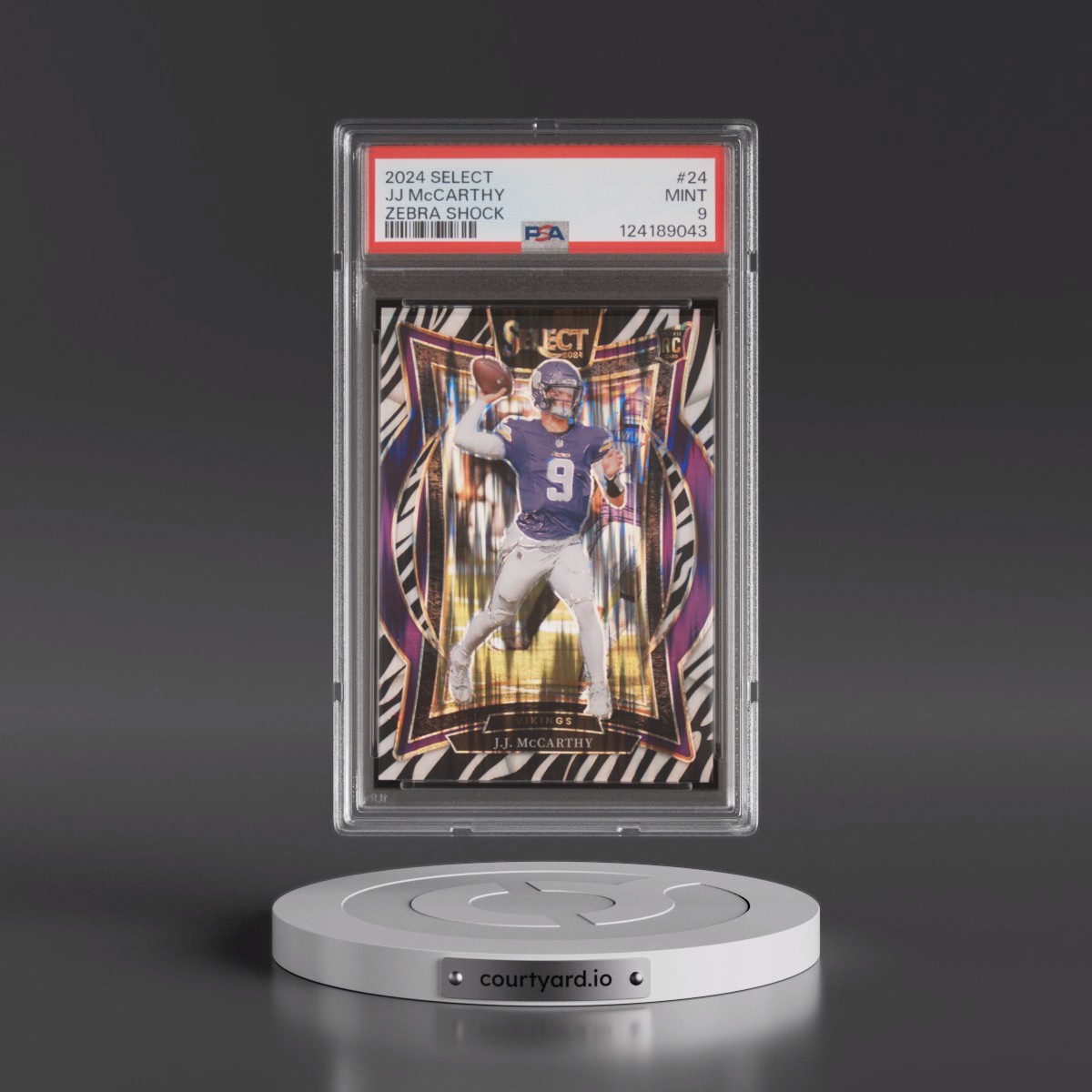 2024 Panini Select #24 JJ McCarthy - Zebra Shock (PSA 9 MINT)