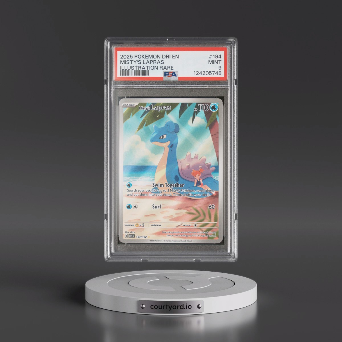 2025 Pokémon Dri EN-Destined Rivals #194 Misty's Lapras - Illustration Rare (PSA 9 MINT)