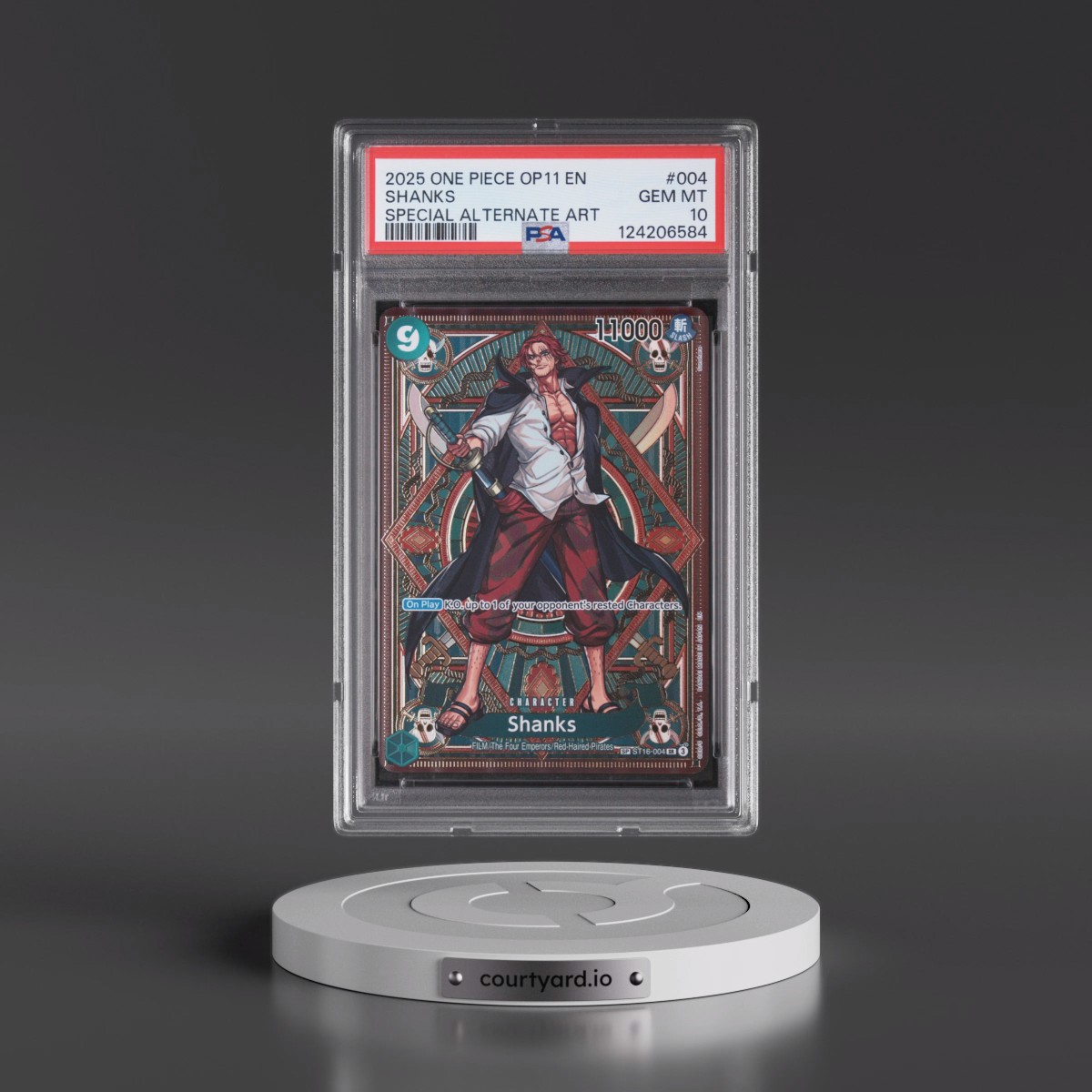 2025 One Piece OP11-A Fist of Divine Speed #004 Shanks - Special Alternate Art (PSA 10 GEM MINT)