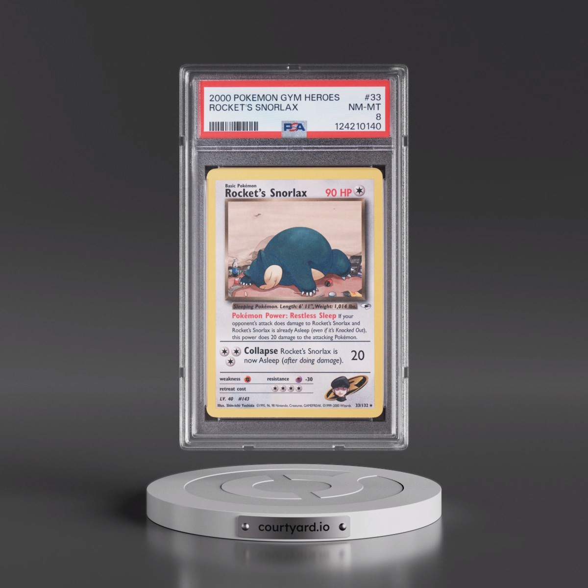 2000 Pokémon Gym Heroes #33 Rocket's Snorlax (PSA 8 NM-MT)