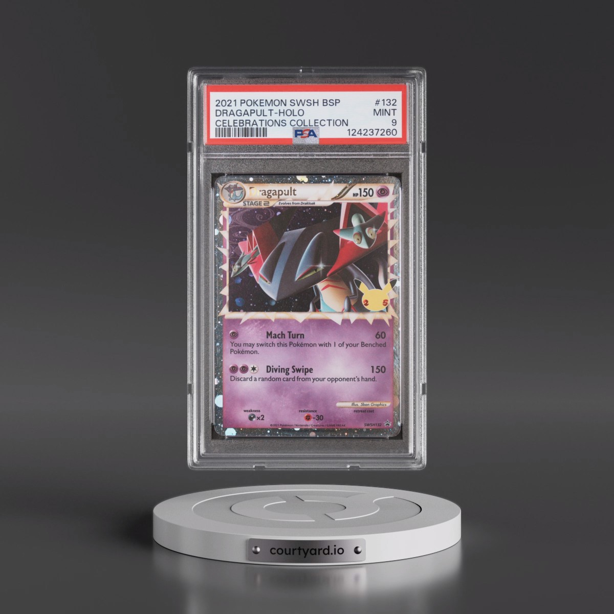 2021 Pokémon Swsh Black Star Promo #132 Dragapult - Holo Celebrations Collection (PSA 9 MINT)