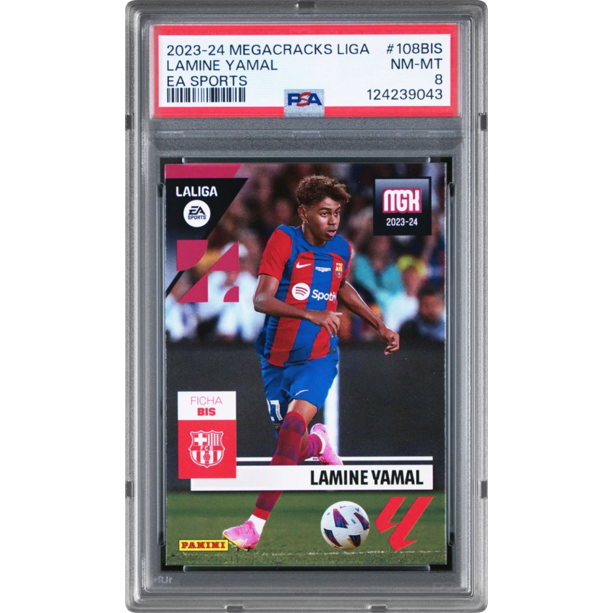 2023-24 Panini Megacracks Laliga EA Sports #108BIS Lamine Yamal (PSA 8 NM-MT)