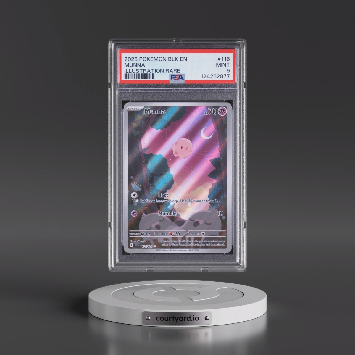 2025 Pokémon Blk EN-Black Bolt #116 Munna - Illustration Rare (PSA 9 MINT)