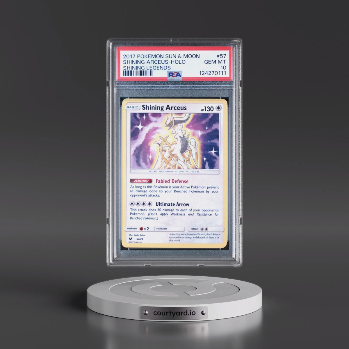 2017 Pokémon Sun & Moon Shining Legends #57 Shining Arceus - Holo Holo (PSA 10 GEM MINT)