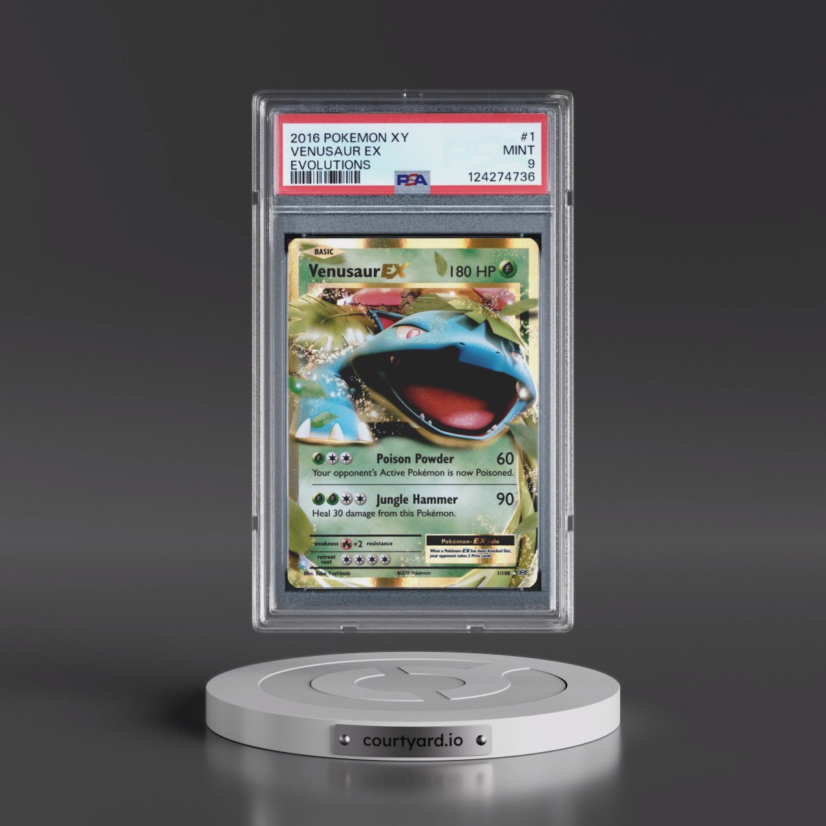 2016 Pokémon XY Evolutions #1 Venusaur EX - Holo (PSA 9 MINT)