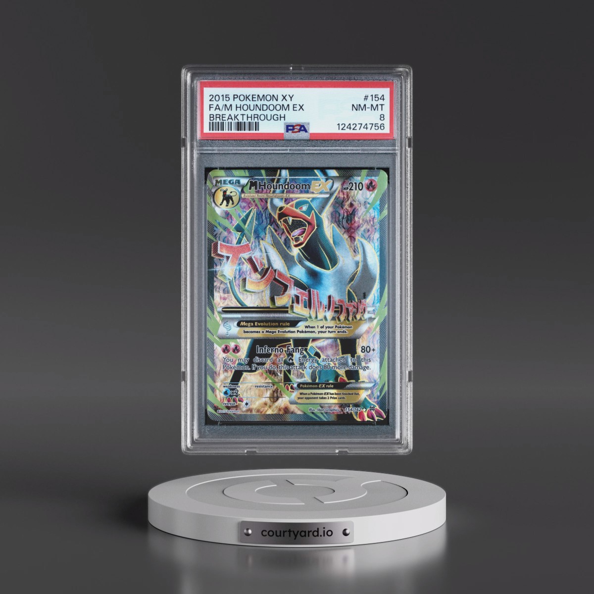 2015 Pokémon XY Breakthrough #154 M Houndoom EX - Holo Full Art (PSA 8 NM-MT)