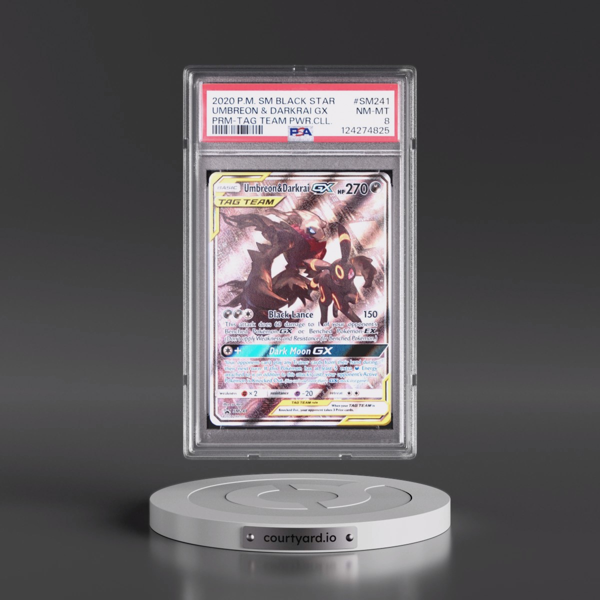 2020 Pokémon SM Black Star Promo Umbreon & Darkrai GX - Holo Tag Team Powers Collection #SM241 PSA 8