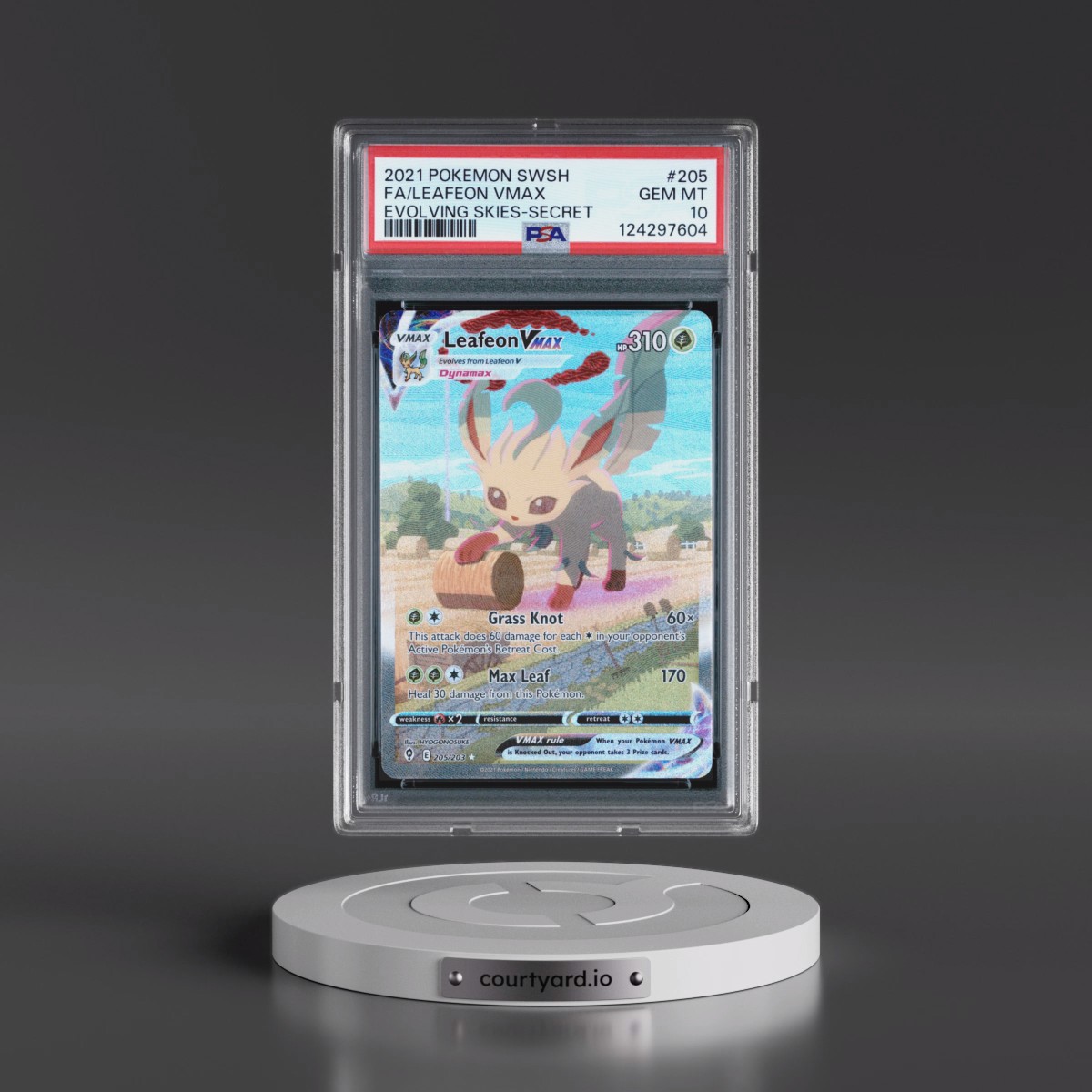 2021 Pokémon Sword & Shield Evolving Skies #205 Leafeon Vmax - Full Art Secret (PSA 10 GEM MINT)