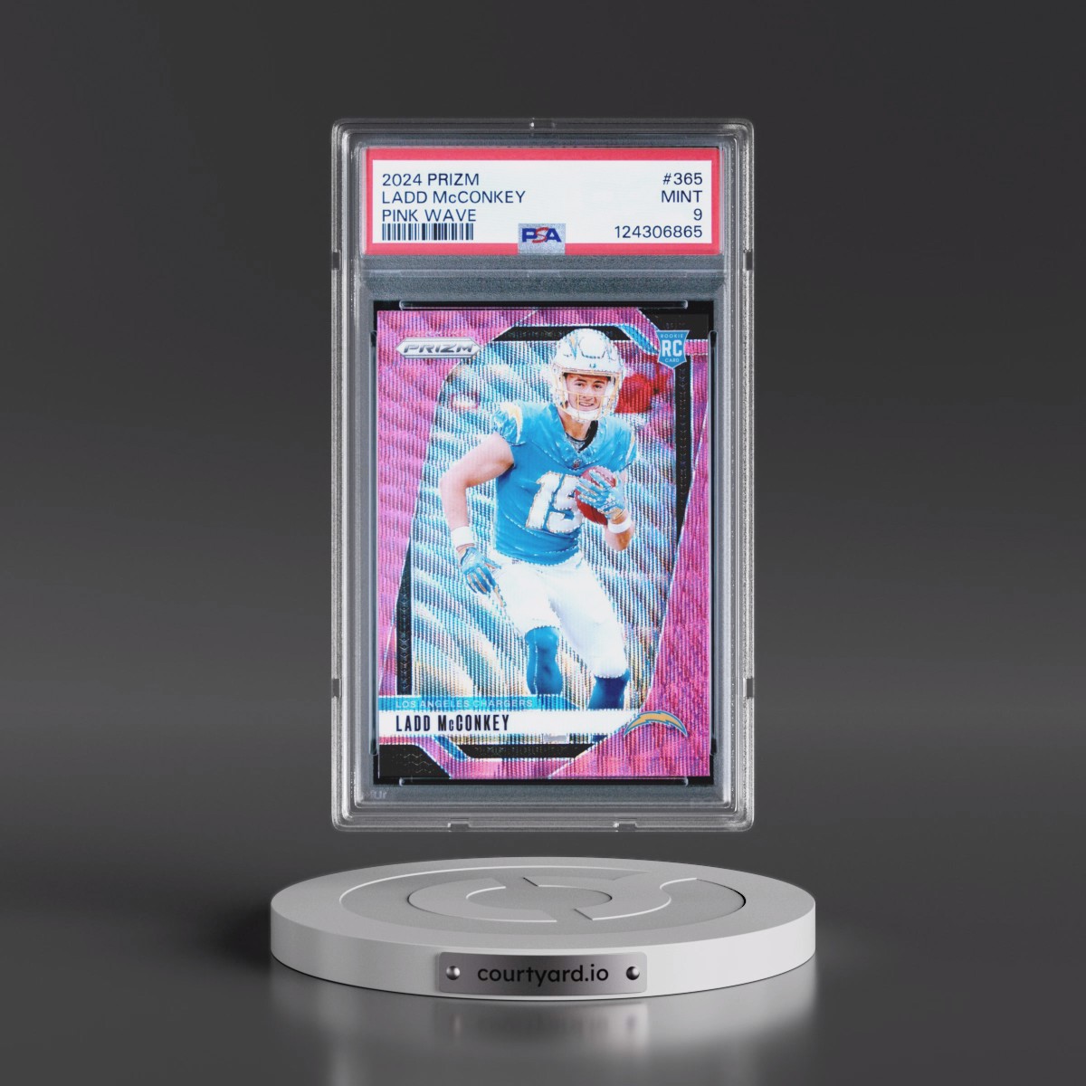 2024 Panini Prizm Ladd McConkey - Pink Wave #365 PSA 9