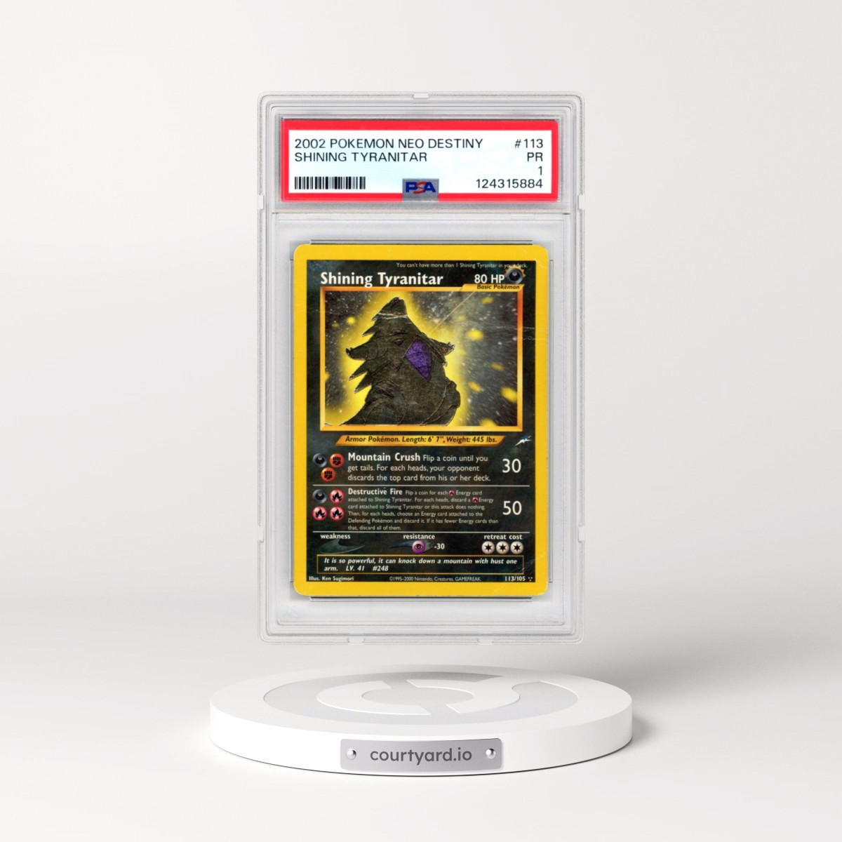 2002 Pokémon Neo Destiny #113 Shining Tyranitar - Holo (PSA 1 PR)