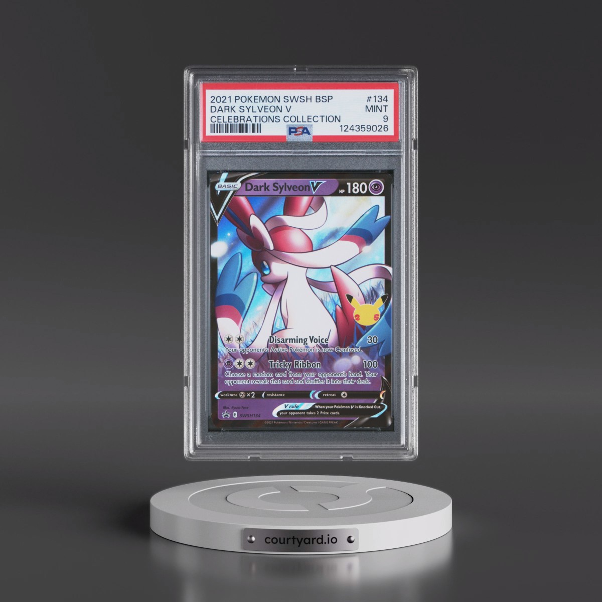 2021 Pokémon Swsh Black Star Promo #134 Dark Sylveon V - Holo Celebrations Collection (PSA 9 MINT)
